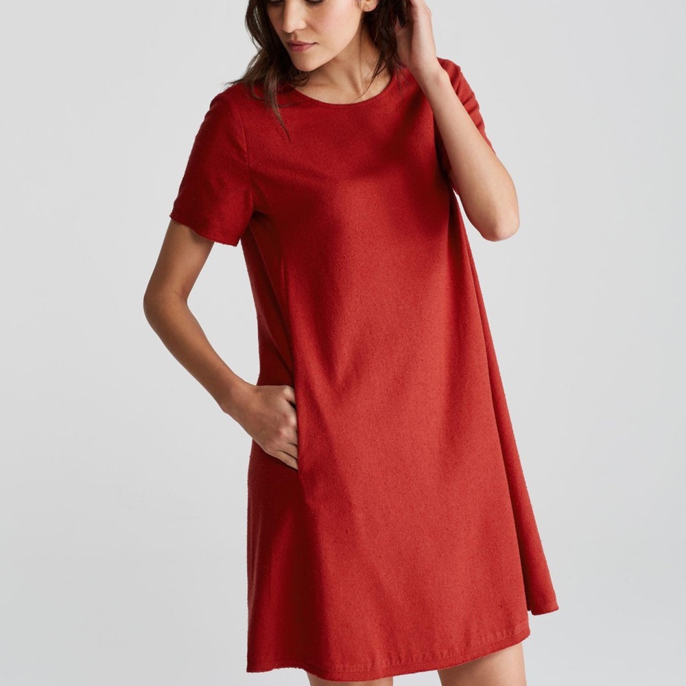 Eileen Fisher Silk Noil Round Neck Shift Dress PP